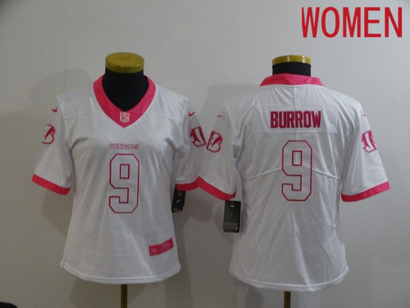 Women Cincinnati Bengals #9 Burrow Pink white Nike Vapor Untouchable Limited 2020 NFL Nike Jerseys->dallas cowboys->NFL Jersey